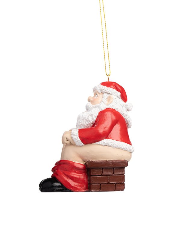 Santa Pooping Down the Chimney Figurine