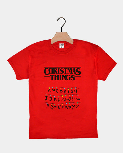 Red Christmas T-Shirt for Kids with Holiday Graphics