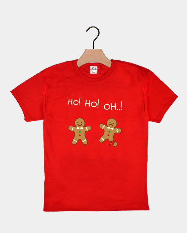Red Kids Christmas T-Shirt with Gingerbread