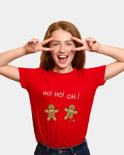 Red Family Christmas T-Shirt with Gingerbread