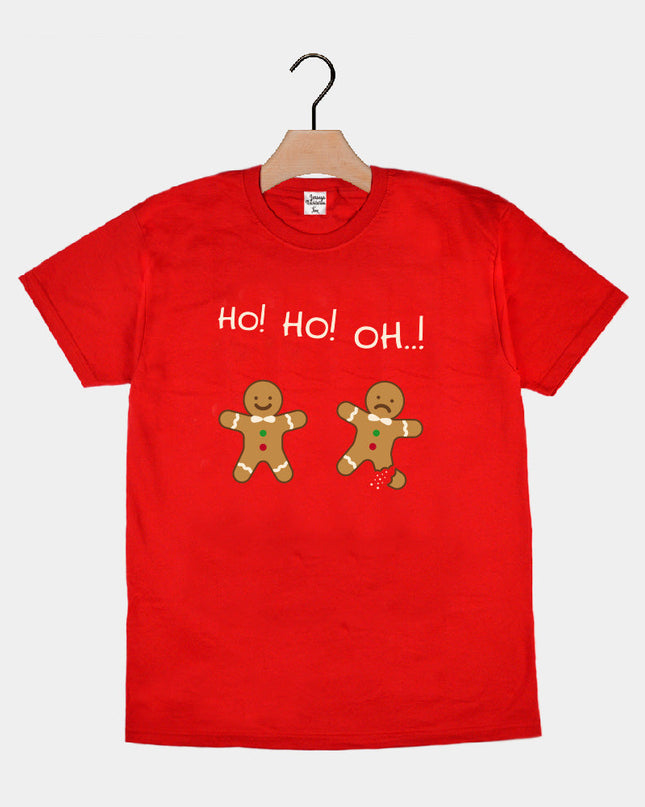 Red Family Christmas T-Shirt with Gingerbread