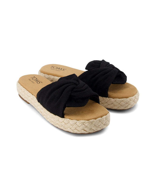 TOMS Abby Slide Flatform Espadrille Sandal - Black