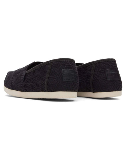Black Geometric Lace Alpargata Slippers by TOMS