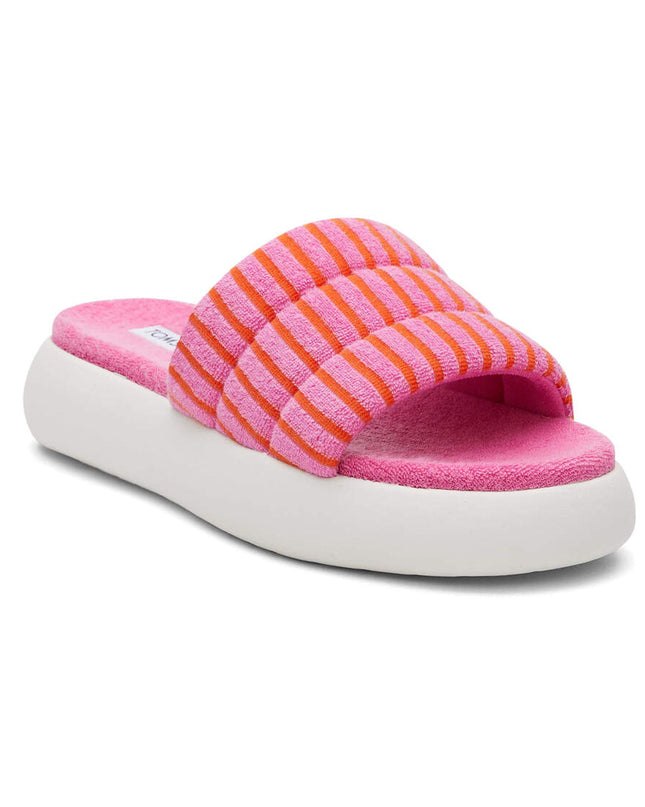 Pink Striped Terry Mallow Slide Slippers by TOMS