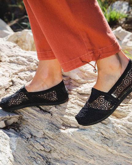 Moroccan Crochet Black Slippers by TOMS