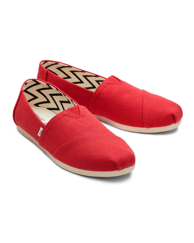 Red Recycled Cotton Canvas Slippers by TOMS