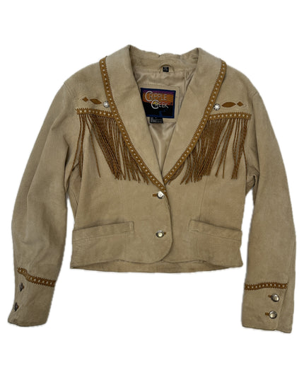 Vintage Brown Leather Jacket with Fringe