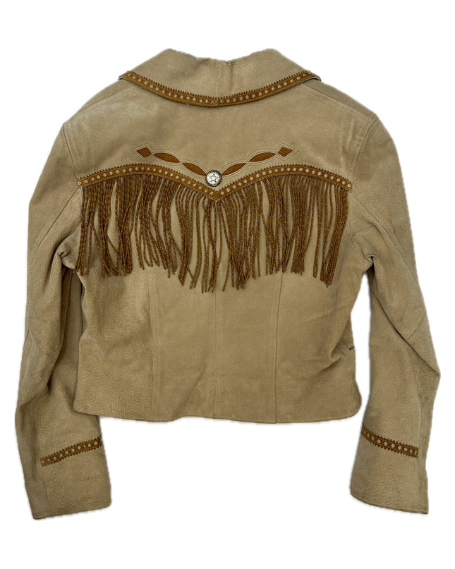 Vintage Brown Leather Jacket with Fringe