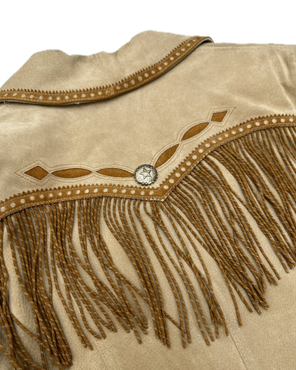 Vintage Brown Leather Jacket with Fringe