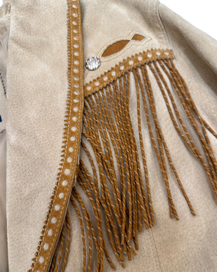 Vintage Brown Leather Jacket with Fringe