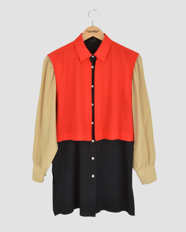 Vintage Blouse - Colorblock | Red