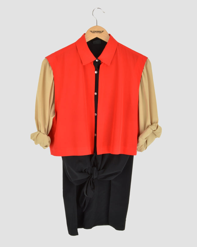 Vintage Blouse - Colorblock | Red
