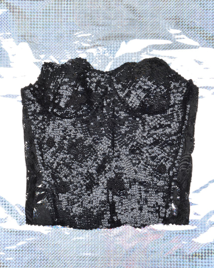 Vintage Lace-Up - Black Sequin Christmas Pajamas for the Family