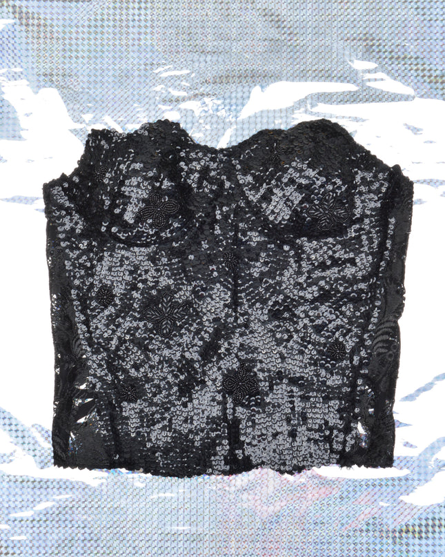 Vintage Lace-Up - Black Sequin Christmas Pajamas for the Family