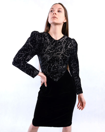 Vintage Velvet Dress - Black