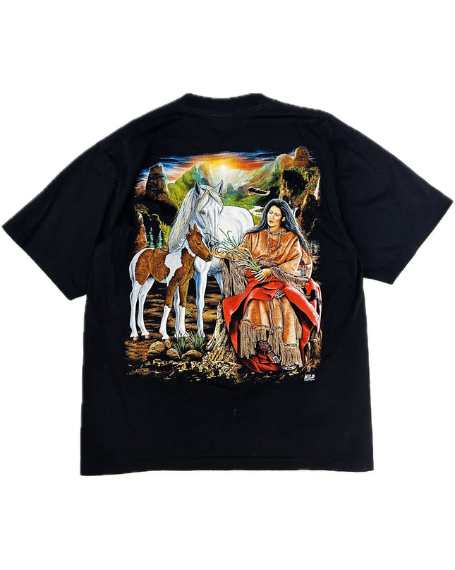 Vintage Indian Woman Feeding Foal T-Shirt for Men and Women