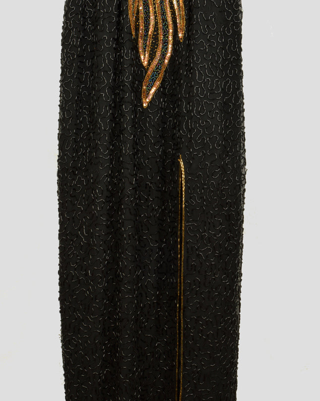 Vintage Maxi Dress - Beaded Black