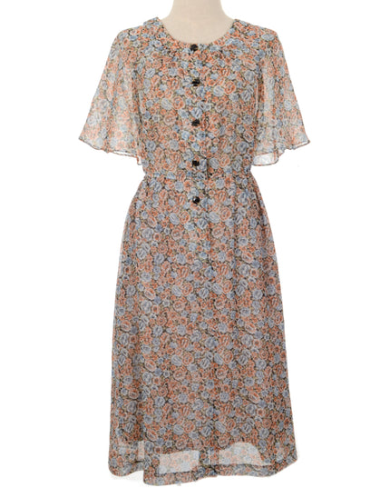 Brown Floral Vintage Dress