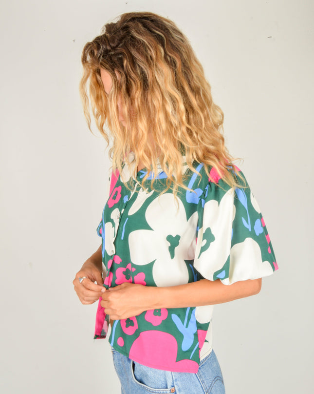 Green Floral Bouquet Blouse