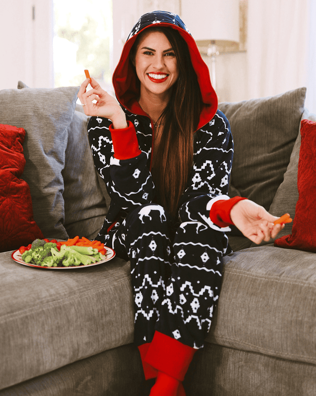Women's Blue Reindeer Jumpsuit