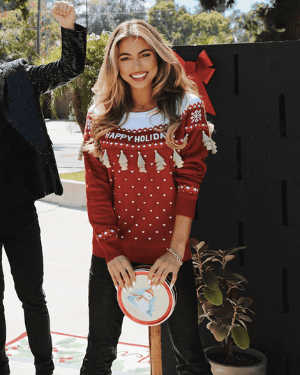 Women's Happy Holidays Tassel Ugly Christmas Sweater
