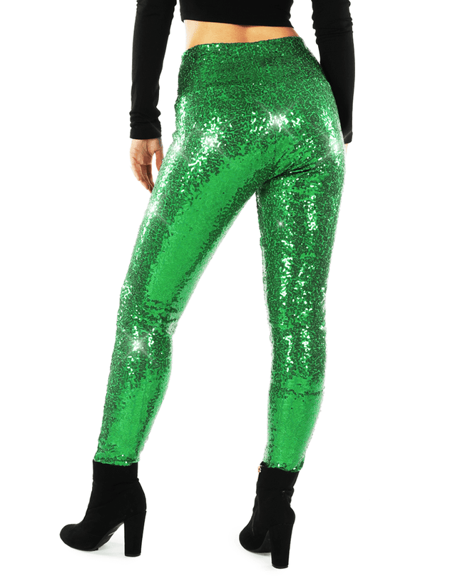 Green Sequin High Waisted Leggings
