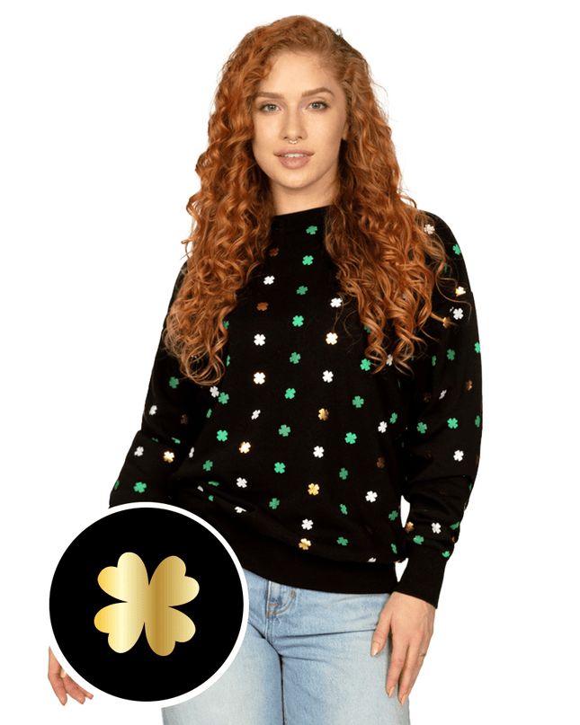 Women's Metallic Clover Crewneck Sweatshirt