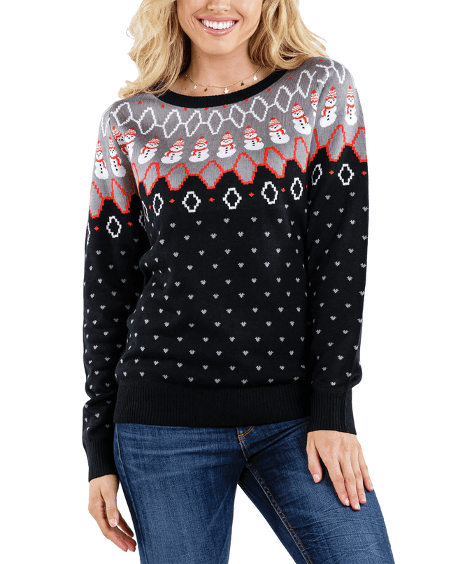 Women's Swooping Snowman Ugly Christmas Sweater