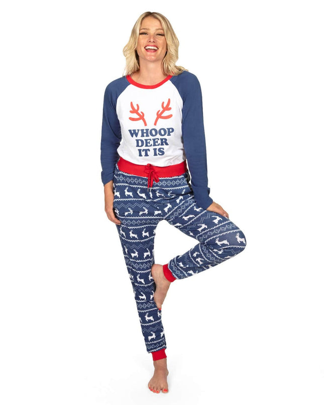 Women's Whoop Deer It Is Crew Neck Pajama Set