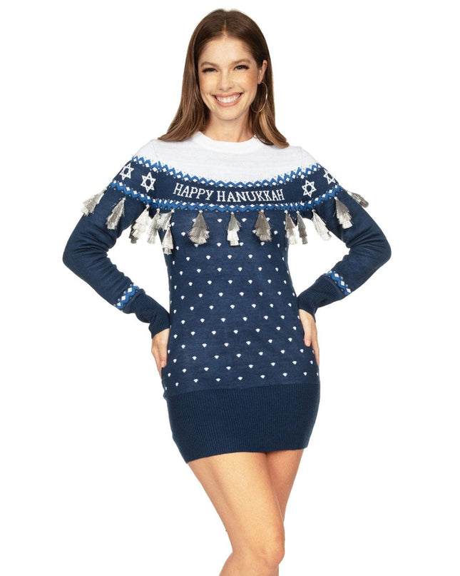 Hanukkah Tassel Sweater Dress