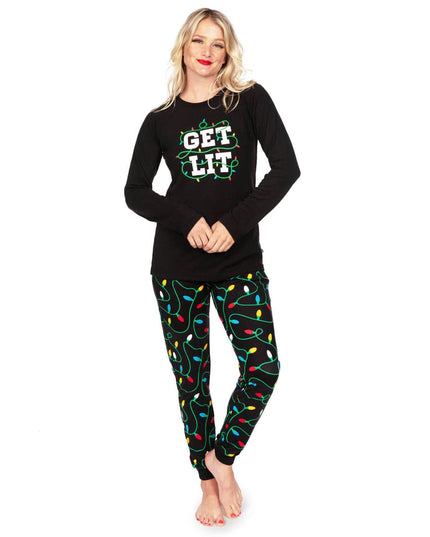 Women's Get Lit Crew Neck Pajama Set