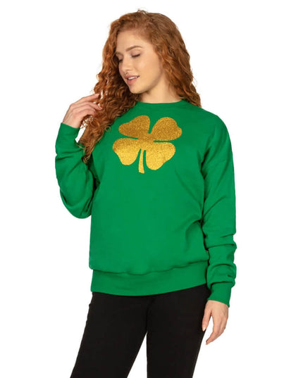 Women's Glitter Clover Crewneck Sweatshirt