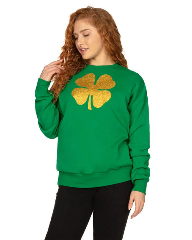Women's Glitter Clover Crewneck Sweatshirt