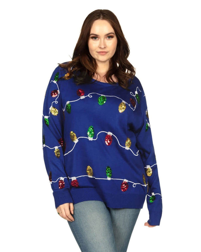 Women's Christmas Lights Plus Size Ugly Christmas Sweater