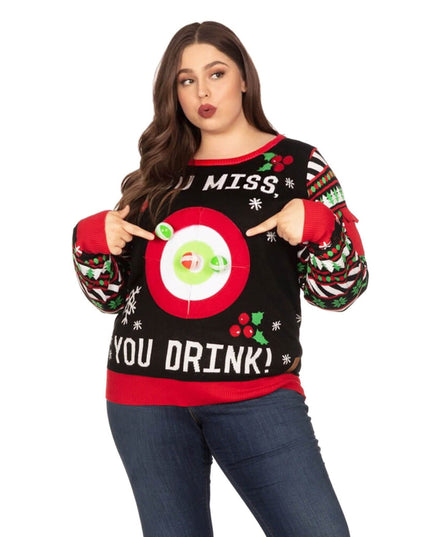 Women's Drinking Game Plus Size Ugly Christmas Sweater