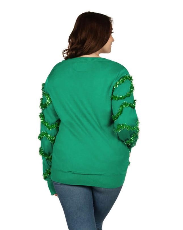 Women's Gaudy Garland Plus Size Ugly Christmas Cardigan Sweater