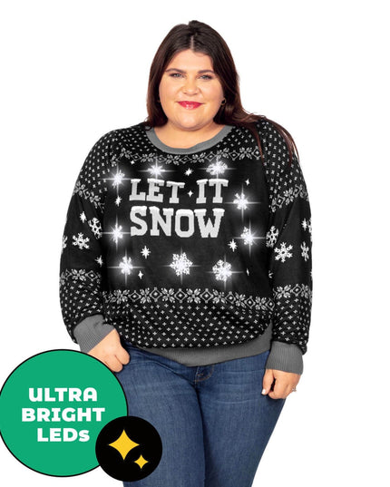 Women's Let it Snow Light Up Plus Size Ugly Christmas Sweater