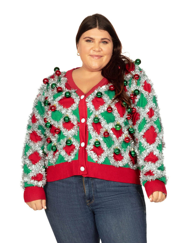 Women's Tacky Tinsel Plus Size Cardigan Sweater